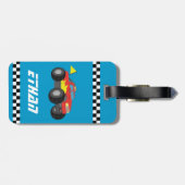 Étiquette À Bagage Emballant le camion de monstre rouge, pour des (Dos horizontal)