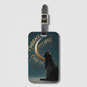Étiquette À Bagage "Embrasser l'éclipse" Illustration de chat céleste