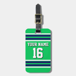 Étiquette À Bagage Emerald Green avec Navy White Stripes Team Jersey