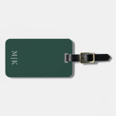 Étiquette À Bagage Emerald Green et White | Monogramme moderne (Devant horizontal)