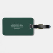 Étiquette À Bagage Emerald Green et White | Monogramme moderne (Dos horizontal)