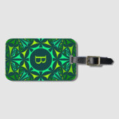Étiquette À Bagage Emerald Green Ornate Kaleidoscope Monogram (Devant Horizontal)