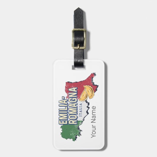 Étiquette À Bagage Émilie Romagne Drapeau Italie Retro Carte Région V (Devant Vertical)