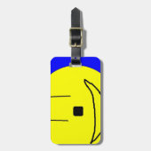 Étiquette À Bagage Emoji Doux, Bleu Jaune, Art Par Enfants :) (Devant Vertical)