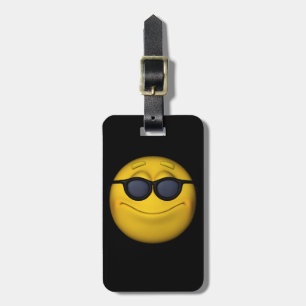 Étiquette À Bagage Emoticon cool Avec Lunettes de soleil