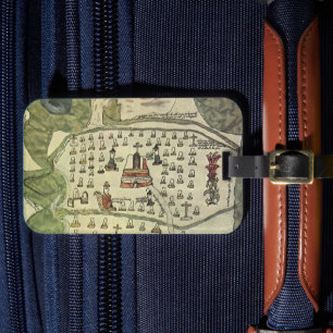 Étiquette À Bagage Empire aztèque de Montezuma, carte du monde antiqu