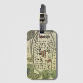 Étiquette À Bagage Empire aztèque de Montezuma, carte du monde antiqu (Devant Vertical)