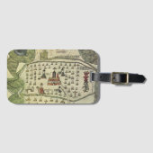 Étiquette À Bagage Empire aztèque de Montezuma, carte du monde antiqu (Devant Horizontal)