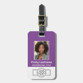 Étiquette À Bagage Employé Personnalisé - Photo, Code Barre, Logo, No (Devant Vertical)