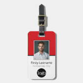 Étiquette À Bagage Employé Personnalisé - Photo, Code Barre, Logo, No (Devant Vertical)