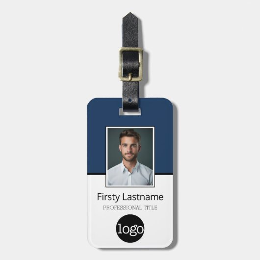 Étiquette À Bagage Employé Personnalisé - Photo, Code Barre, Logo, No (Devant Vertical)