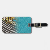 Étiquette À Bagage Empreinte de léopard à la mode, zèbre rayures (Devant horizontal)