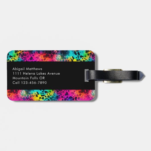 Étiquette À Bagage Empreinte de léopard arc-en-ciel Monogram (Dos horizontal)