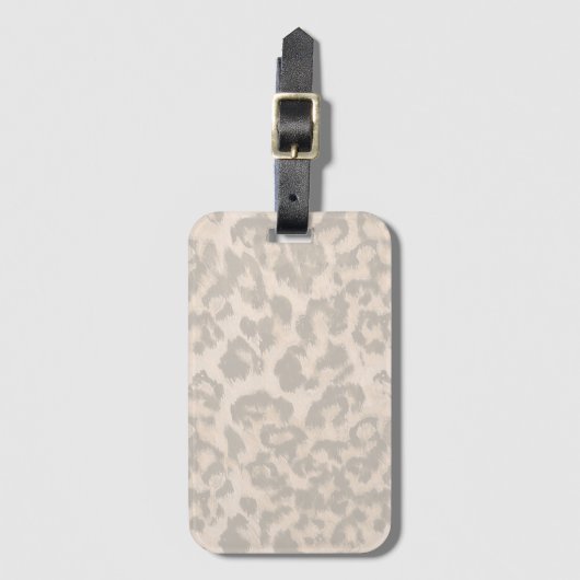 Étiquette À Bagage Empreinte de léopard beige. (Devant Vertical)