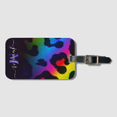 Étiquette À Bagage Empreinte de léopard coloré (Devant Horizontal)