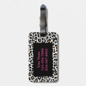 Étiquette À Bagage Empreinte de léopard de monogramme avec (Dos Vertical)