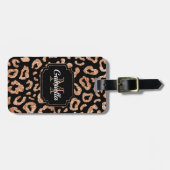 Étiquette À Bagage Empreinte de léopard de parties scintillantes (Devant horizontal)