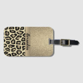 Étiquette À Bagage Empreinte de léopard exotique Parties scintillant (Devant Horizontal)