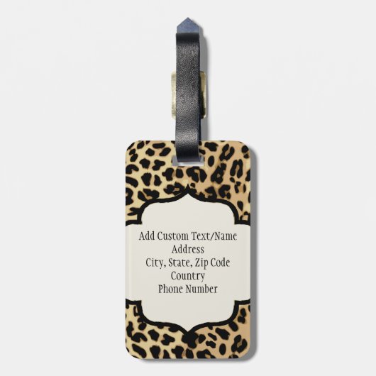 Étiquette À Bagage Empreinte de léopard monogramme initial unique (Dos Vertical)