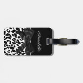 Étiquette À Bagage Empreinte de léopard noir de ruban (Dos horizontal)