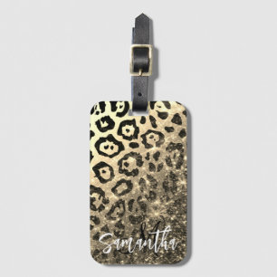 Étiquette À Bagage Empreinte de léopard Parties scintillant d'or