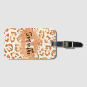 Étiquette À Bagage Empreinte de léopard Parties scintillant d'or (Devant Horizontal)