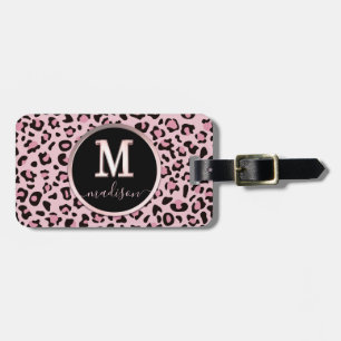 Étiquette À Bagage Empreinte de léopard rose