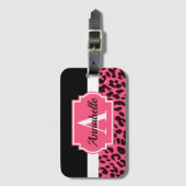 Étiquette À Bagage Empreinte de léopard rose (Devant Vertical)