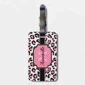 Étiquette À Bagage Empreinte de léopard rose (Dos Vertical)