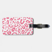 Étiquette À Bagage Empreinte de léopard rose (Dos horizontal)