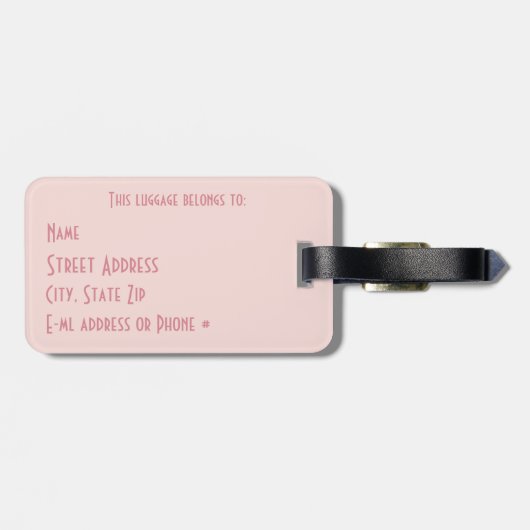 Étiquette À Bagage Empreinte de léopard rose Avec Des Perles Monogram (Dos horizontal)