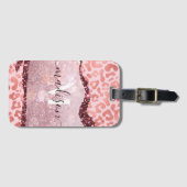 Étiquette À Bagage Empreinte de léopard rose Gold (Devant Horizontal)