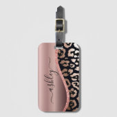 Étiquette À Bagage Empreinte de léopard rose Gold Foil (Devant Vertical)