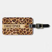 Étiquette À Bagage Empreinte de léopard Rustic Texture Nom de l'ajout (Devant horizontal)