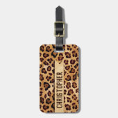Étiquette À Bagage Empreinte de léopard Rustic Texture Nom de l'ajout (Devant Vertical)
