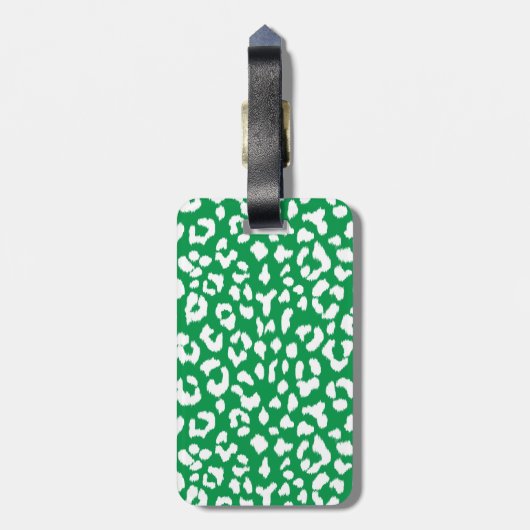 Étiquette À Bagage Empreinte de léopard vert élégant avec le (Dos Vertical)