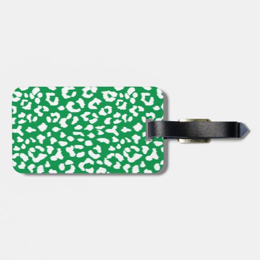 Étiquette À Bagage Empreinte de léopard vert élégant avec le (Dos horizontal)