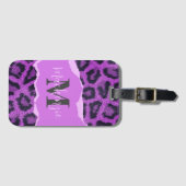 Étiquette À Bagage Empreinte de léopard violet (Devant Horizontal)