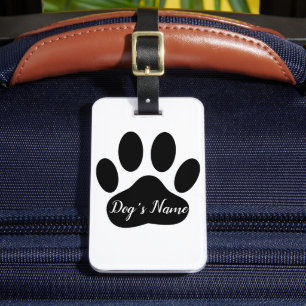 Étiquette À Bagage Empreinte de patte Chien Noir Avec Nom Personnalis