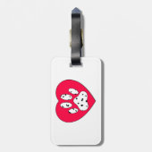 Étiquette À Bagage Empreinte de patte dalmate dans le coeur rouge (Dos Vertical)