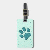 Étiquette À Bagage empreinte de patte de chat mousseux - menthe (Devant Vertical)