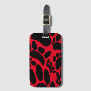 Étiquette À Bagage Empreinte de patte de chien abstraite rouge