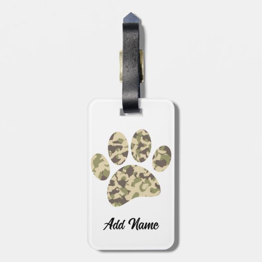 Étiquette À Bagage Empreinte de patte de chien Camo (Dos Vertical)