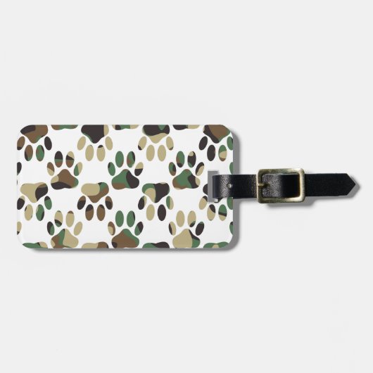 Étiquette À Bagage Empreinte de patte de chien Motif Camo (Devant horizontal)