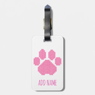 Étiquette À Bagage Empreinte de patte de chien rose bloc de construct