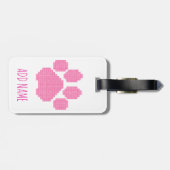 Étiquette À Bagage Empreinte de patte de chien rose bloc de construct (Dos horizontal)