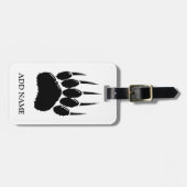 Étiquette À Bagage Empreinte de patte de l'ours noir brillant (Devant horizontal)