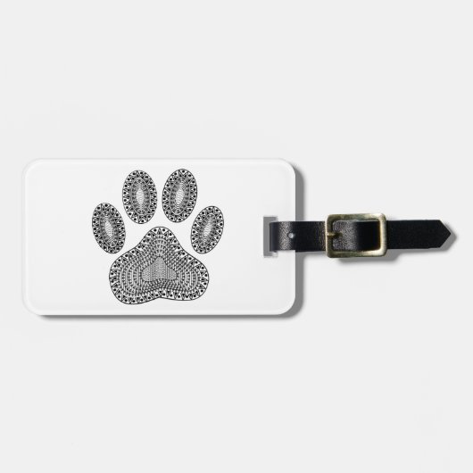 Étiquette À Bagage Empreinte de patte d'encre Abstrait (Devant horizontal)