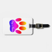 Étiquette À Bagage Empreinte de patte Rainbow Dog Avec Nom Personnali (Devant horizontal)