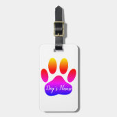 Étiquette À Bagage Empreinte de patte Rainbow Dog Avec Nom Personnali (Devant Vertical)